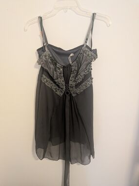 Jeweled Charcoal Chiffon Cami Top | BC Black Cat Fashion | Size M